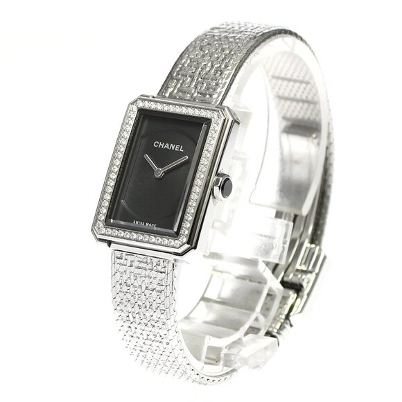 CHANEL Boyfriend tweed H4877 Diamond Bezel black Dial Quartz Ladies Watch_782813 - Picture 1 of 7